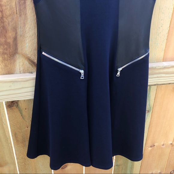 Fifteen Twenty Sleeveless Leather Panel Dress- Navy Blue and Black Size Small - Picture 8 of 14